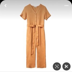 Everlane The Linen Short Sleeve Jumpsuit in Cocoa Brown | Size 12